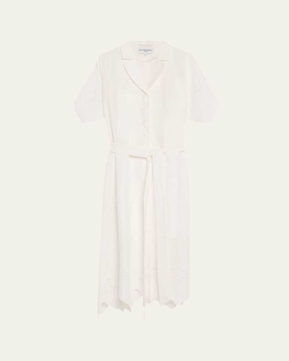 Milly Scalloped Eyelet-Embroidered Midi Dress